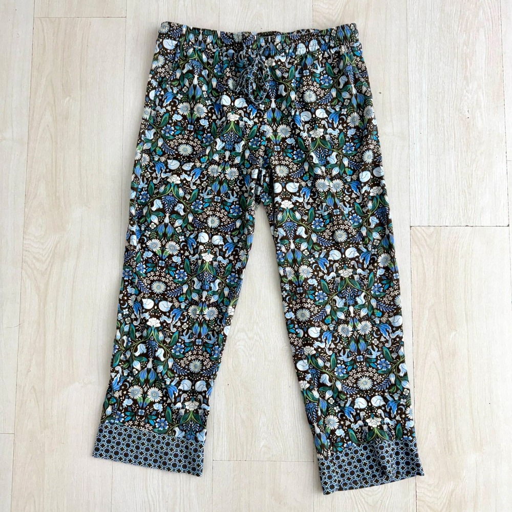 Vera Bradley‎ Woodland Pajama Pants Womens Large Blue Green Floral Cotton Lounge